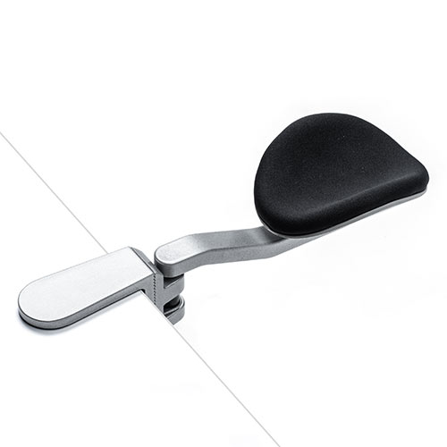 アームレスト（パソコン・マウス・キーボード・肘置き・リストレスト・エルゴノミクス・クランプ式・クッション付き・シルバー）