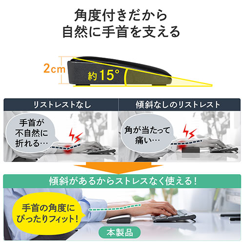 【アウトレット･訳あり・セール】リストレスト クッション 腱鞘炎防止 ゲーミング 疲労軽減 手首 ノートパソコン用 キーボード用 幅35.8cm エルゴノミクス
