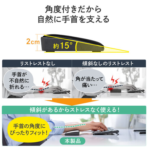 リストレスト（クッション・腱鞘炎防止・ゲーミング・疲労軽減・手首・ノートパソコン用・キーボード用・幅32.5cm・エルゴノミクス）