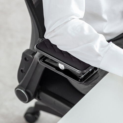 肘置き（アームレスト・高さ調節可能・低反発クッション・疲労軽減・取付簡単・面ファスナー取付・椅子・ブラック）