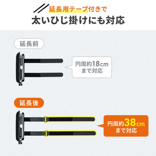 肘置き（アームレスト・高さ調節可能・低反発クッション・疲労軽減・取付簡単・面ファスナー取付・椅子・ブラック）