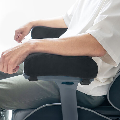 肘置き（アームレスト・クッション・低反発・疲労軽減・取付簡単・ベルベット生地・2個セット・面ファスナー取付・椅子・ブラック ）