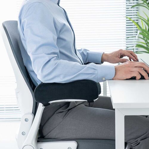 肘置き（アームレスト・クッション・低反発・疲労軽減・取付簡単・ベルベット生地・2個セット・面ファスナー取付・椅子・ブラック ）