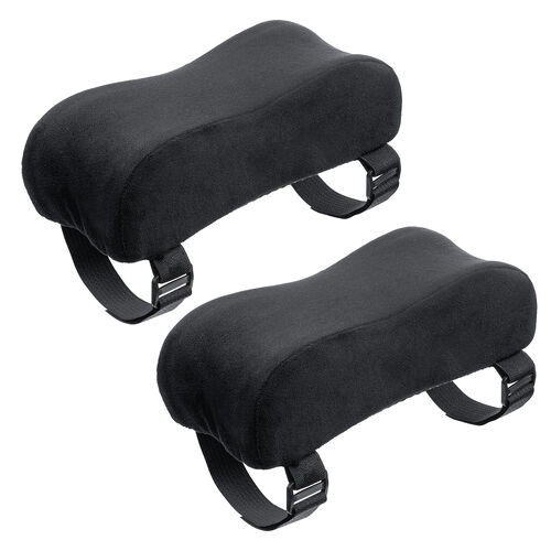 肘置き（アームレスト・クッション・低反発・疲労軽減・取付簡単・ベルベット生地・2個セット・面ファスナー取付・椅子・ブラック ）