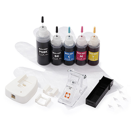 キャノン BCI-351+350/5MP対応詰替えインク（リセッター付・5色セット・標準カートリッジ5回分/大容量カートリッジ3回分）