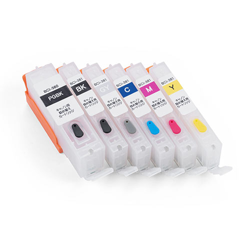 詰め替えインク  BCI-380 BCI-381 顔料ブラック約3回分 染料インク約6回分 顔料ブラック 染料ブラック 染料シアン 染料マゼンタ 染料イエロー