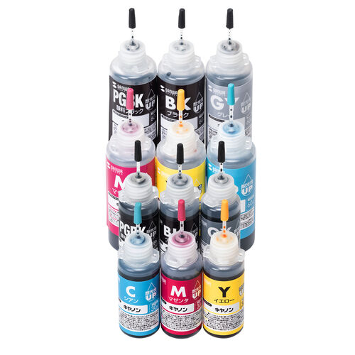 詰め替えインク BCI-320/321/325/326/350/351/370/371/380/381（6色セット・90ml・ブラック/顔料ブラック/シアン/マゼンタ/イエロー/グレー）