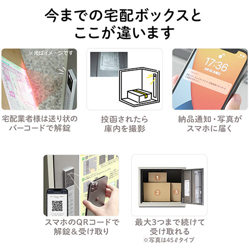 宅配ボックス アプリ連動 大容量90L ダークシルバー（置き配