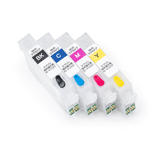 詰め替えインク エプソン MUGシリーズ 詰め替えカートリッジ付き ブラック シアン マゼンタ イエロー 約12回分