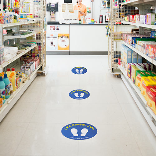 フロアサインラベル サインラベルシール フロアラベル 誘導シール 屋内 丸形 円型 5枚入り