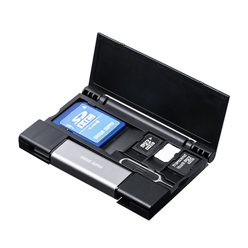 メディアケース付きカードリーダー（Type-Cカードリーダー・Type-Aカードリーダー・メモリケース・SD・microSD・薄型・持ち運び）