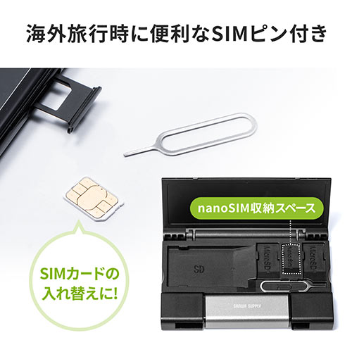 メディアケース付きカードリーダー（Type-Cカードリーダー・Type-Aカードリーダー・メモリケース・SD・microSD・薄型・持ち運び）
