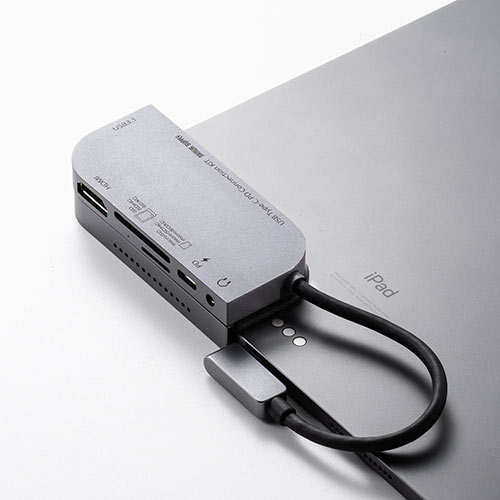 iPad Pro 2018年モデル用USBハブ（Type-Cハブ・ドッキングハブ・カードリーダー・SD/microSD・PD・HDMIポート・3.5mmジャック・アルミ）