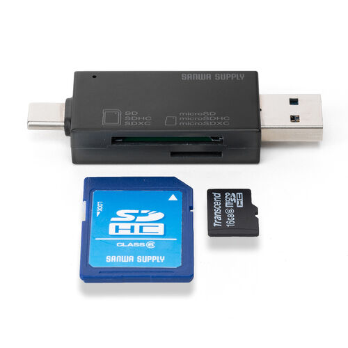 SD＋microSDカードリーダー（Type-C＋USB A両対応・USB3.2 Gen1・Androidスマホ・タブレット・iPad・Mac・Windows対応）