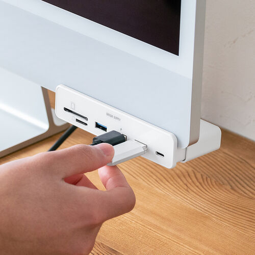 ドッキングステーション（USBハブ・タイプCハブ・ クランプ式・固定・ドッキングハブ・HDMI出力・USB Aポート・SDカードリーダー・ホワイト・おすすめ） ADR330W サンワサプライ