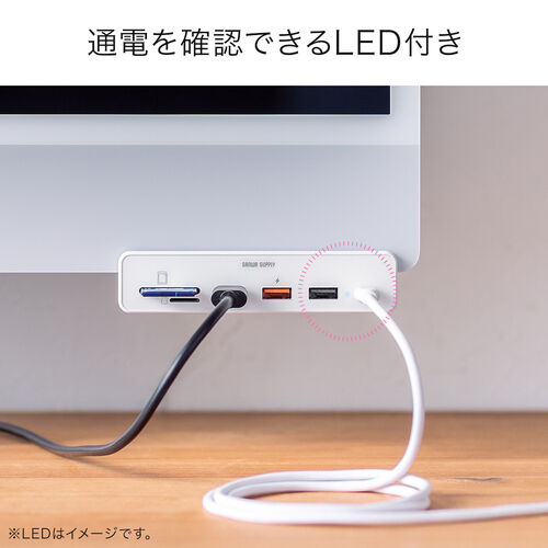 ドッキングステーション（USBハブ・タイプCハブ・ クランプ式・固定・ドッキングハブ・HDMI出力・USB Aポート・SDカードリーダー・ホワイト・おすすめ） ADR330W サンワサプライ