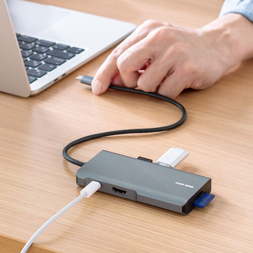 ドッキングステーション（7in1・ケーブル長め・USBハブ・タイプCハブ・コンパクト・4K/30Hz・HDMI・PD100W・充電） ADR331