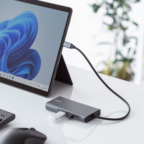 ドッキングステーション（7in1・ケーブル長め・USBハブ・タイプCハブ・コンパクト・4K/30Hz・HDMI・PD100W・充電） ADR331