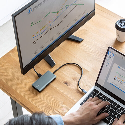 ドッキングステーション（7in1・ケーブル長め・USBハブ・タイプCハブ・コンパクト・4K/30Hz・HDMI・PD100W・充電） ADR331