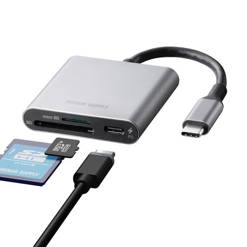 Type-Cカードリーダー（PD100W対応・microSD・SD・UHS-I・アルミ・コンパクト・iPhone15・iPad）