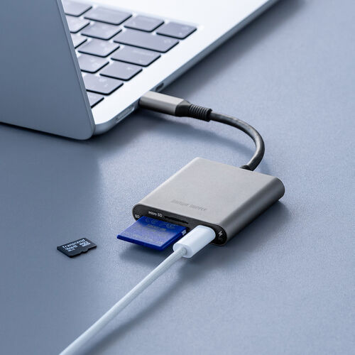 Type-Cカードリーダー（PD100W対応・microSD・SD・UHS-I・アルミ・コンパクト・iPhone15・iPad）