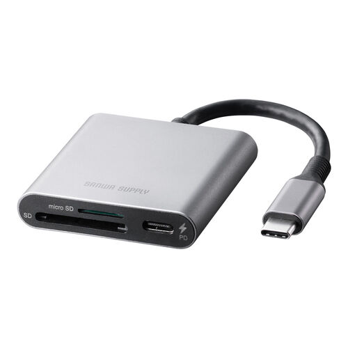 Type-Cカードリーダー（PD100W対応・microSD・SD・UHS-I・アルミ・コンパクト・iPhone15・iPad）