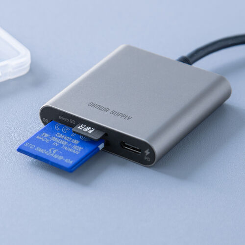 Type-Cカードリーダー（PD100W対応・microSD・SD・UHS-I・アルミ・コンパクト・iPhone15・iPad）