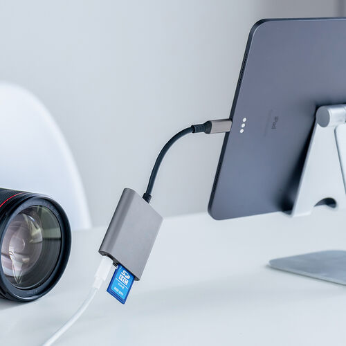 Type-Cカードリーダー（PD100W対応・microSD・SD・UHS-I・アルミ・コンパクト・iPhone15・iPad）