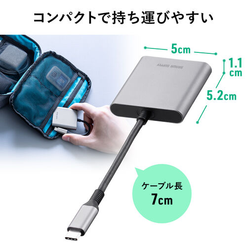 Type-Cカードリーダー（PD100W対応・microSD・SD・UHS-I・アルミ・コンパクト・iPhone15・iPad）