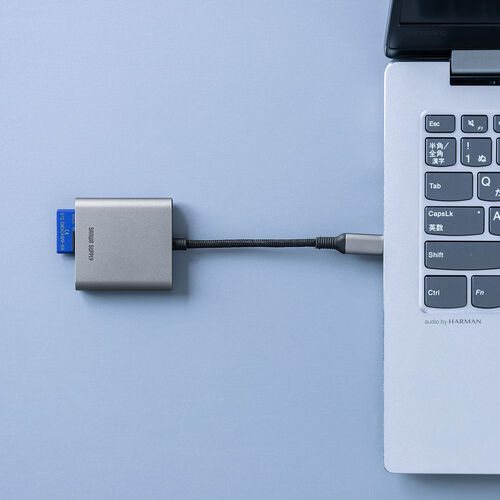 Type-Cカードリーダー（PD100W対応・microSD・SD・UHS-II・メッシュケーブル・アルミ・コンパクト・iPhone15・iPad）