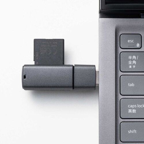USB A カードリーダー（スライド式・キャップ・SDカード・microSDカード・USB5Gbps・コンパクト・ガンメタリック）