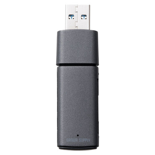 USB A カードリーダー（スライド式・キャップ・SDカード・microSDカード・USB5Gbps・コンパクト・ガンメタリック）