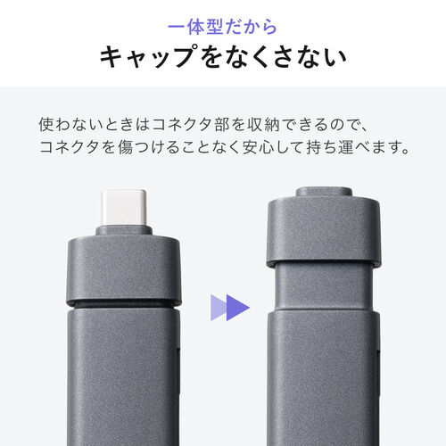 【アウトレット】USB-C カードリーダー（スライド式・キャップ・SDカード・microSDカード・USB5Gbps・Type-C・コンパクト・iPhone15/16対応・iPad 対応）