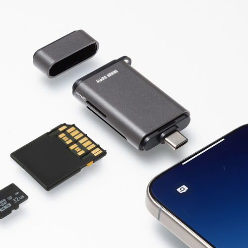 USB-C カードリーダー（UHS-II 対応・SDカード・microSDカード・同時認識・コンパクト・USB3.0・USB 5Gbps・Type-C・高速転送・SDXC/SDHC・ガンメタリック）