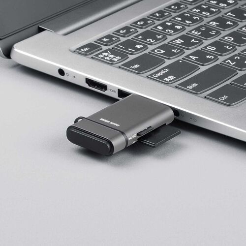 USB-C カードリーダー（UHS-II 対応・SDカード・microSDカード・同時認識・コンパクト・USB3.0・USB 5Gbps・Type-C・高速転送・SDXC/SDHC・ガンメタリック）