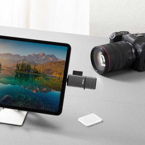 USB-A & USB-C カードリーダー（UHS-II 対応・SDカード・microSDカード・同時認識・コンパクト・USB3.0・Type-C・高速転送・SDXC/SDHC・ガンメタリック）