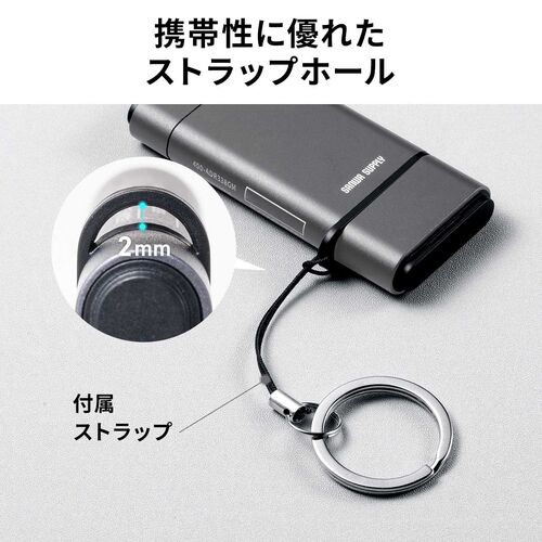 USB-A & USB-C カードリーダー（UHS-II 対応・SDカード・microSDカード・同時認識・コンパクト・USB3.0・Type-C・高速転送・SDXC/SDHC・ガンメタリック）