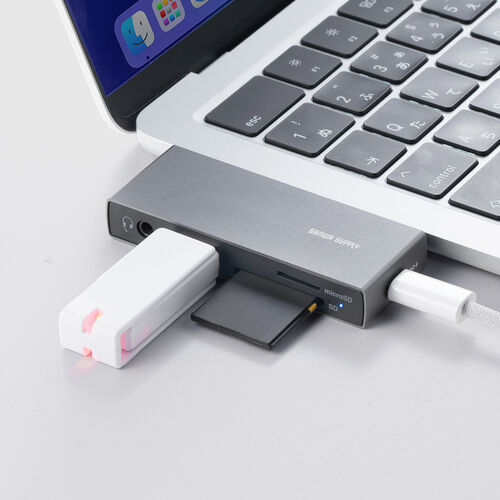 USB-C ハブ（5-in-1・PD100W・充電・SD・microSD・カードリーダー・イヤホンジャック・USB-Aポート・5Gbps・iPhone・iPad・スマホ・タブレット・アルミ製）