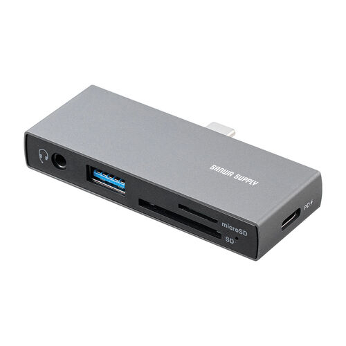 USB-C ハブ（5-in-1・PD100W・充電・SD・microSD・カードリーダー・イヤホンジャック・USB-Aポート・5Gbps・iPhone・iPad・スマホ・タブレット・アルミ製）