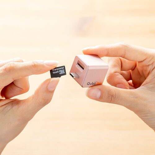 Qubii Duo Type-C接続 iPhone iPad iOS Android 自動バックアップ（USB Type-C・microSDカードリーダー機能・容量不足解消・ローズゴールド）