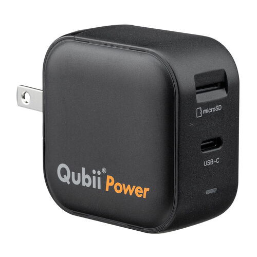 Qubii Power（USB-C バックアップ ＆ 急速充電・PD45W・iPhone/Android 対応・microSD・カードリーダー・写真保存・10年保証・ブラック）