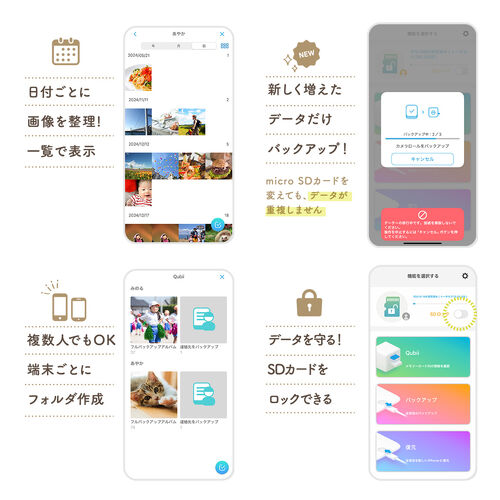 Qubii Power（USB-C バックアップ ＆ 急速充電・PD45W・iPhone/Android 対応・microSD・カードリーダー・写真保存・10年保証・ブラック）