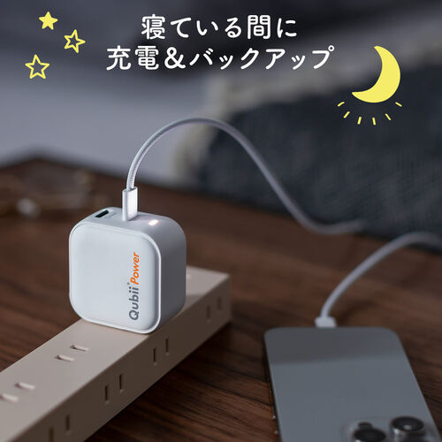 Qubii Power（USB-C・バックアップ ＆ 急速充電・iPhone対応・Android対応・microSD保存・カードリーダー・10年保証・ホワイト）
