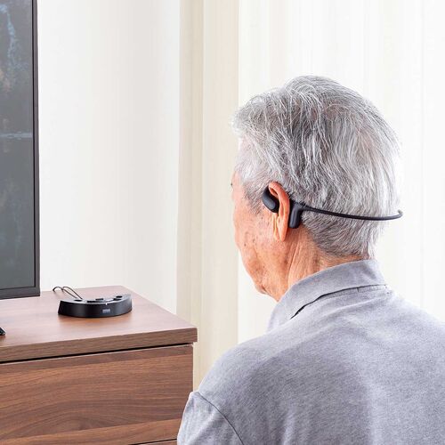 ワイヤレス テレビ用 イヤホン（簡単操作・ペアリング不要・置くだけ充電・耳を塞がない・オープンイヤー・手元スピーカー・ヘッドセット・低遅延・高齢者・オーディオ送信機・トランスミッター）