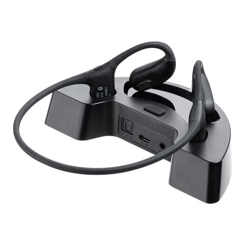 ワイヤレス テレビ用 イヤホン（簡単操作・ペアリング不要・置くだけ充電・耳を塞がない・オープンイヤー・手元スピーカー・ヘッドセット・低遅延・高齢者・オーディオ送信機・トランスミッター）