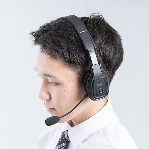 Bluetoothヘッドセット（ 片耳タイプ オーバーヘッド・ノイズキャンセルマイク・ 32時間連続使用可能）