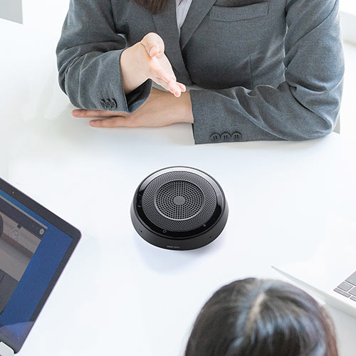 スピーカーフォン(WEB会議・360度全方向集音・エコー/ノイズキャンセリング・USB/Bluetooth/AUX接続対応・会議・マイク・スピーカー・ブラック) BTMSP1