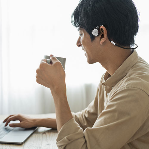 ヘッドセット（骨伝導・ながら聴きイヤホン・デュアルマイク搭載・bluetooth・IPX5・WEB会議・折りたたみ式・外耳炎防止）