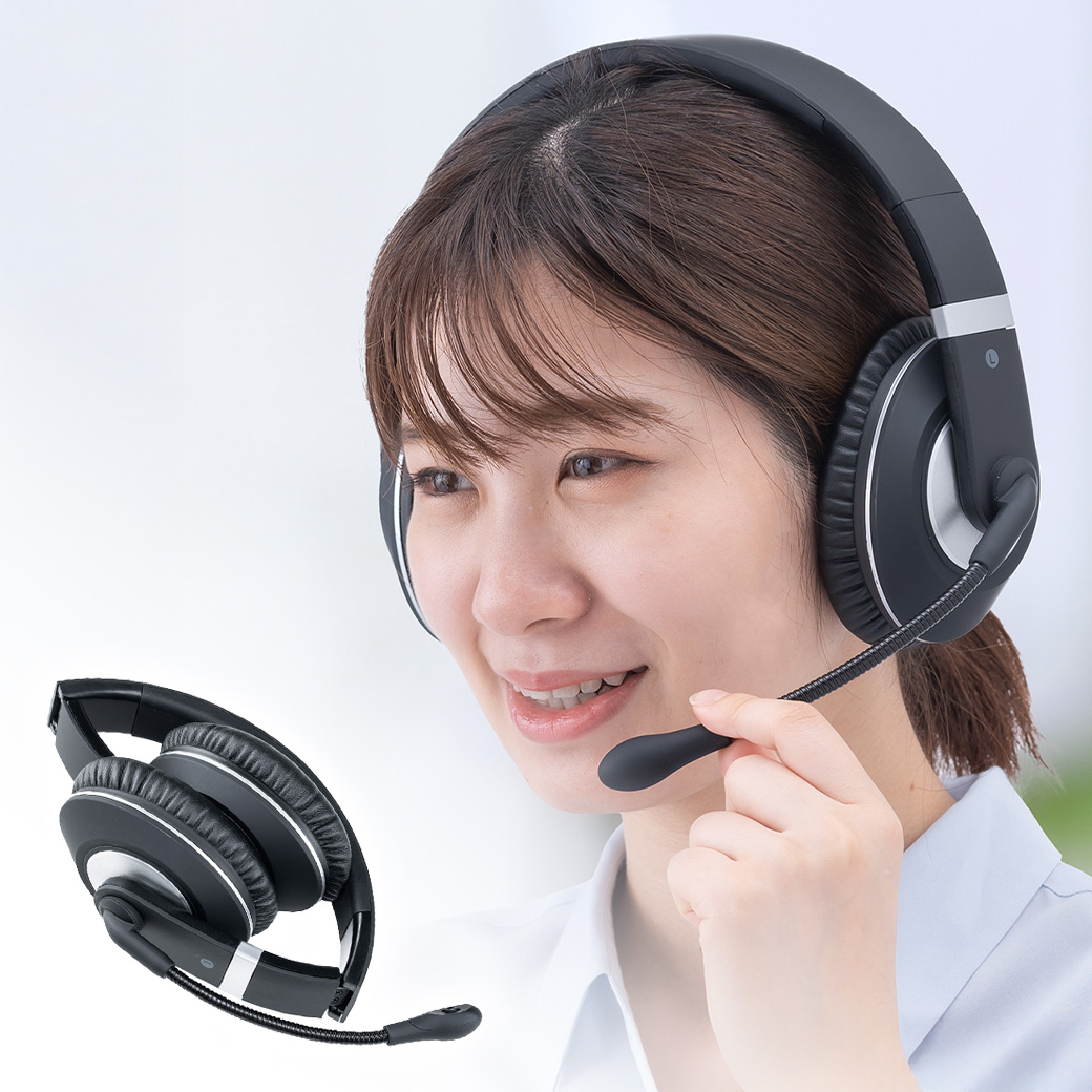 ヘッドセット Bluetooth｜両耳・単一指向性マイク・最大12時間