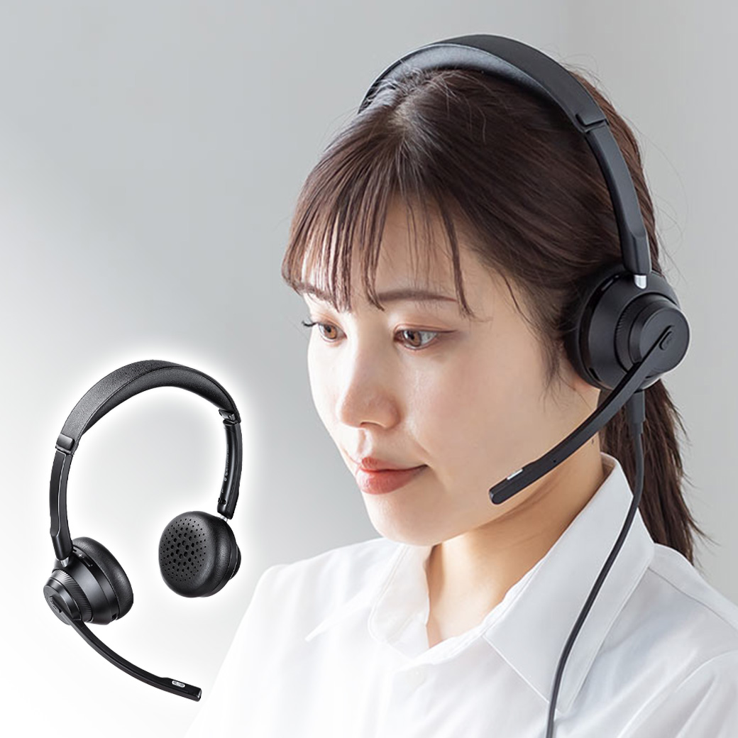 ヘッドセット Bluetooth｜無線/有線対応・デュアルマイク・25時間通話